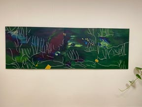 Intertwined , 2021, 5 teilig, 100 x300 cm, Tinte und Blattgold auf Leinwand  