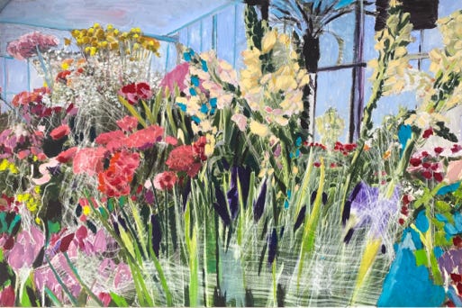 In Bloom, Blumenbildserie, 2025, Lübeck, 45 x 30 cm, Öl auf Alu-Dibond